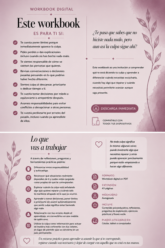 WORKBOOK Transforma tu relación con  la culpa