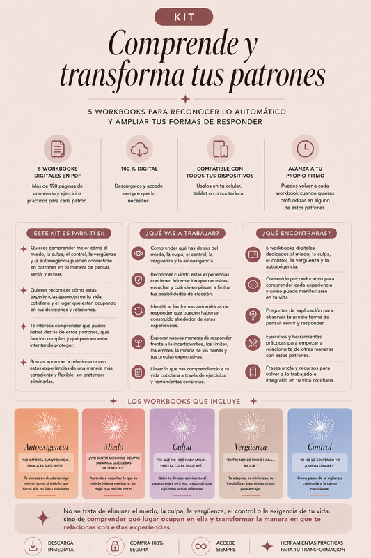 KIT 5 WORKBOOKS| Comprende y transforma tus patrones