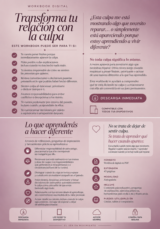 WORKBOOK Transforma tu relación con  la culpa